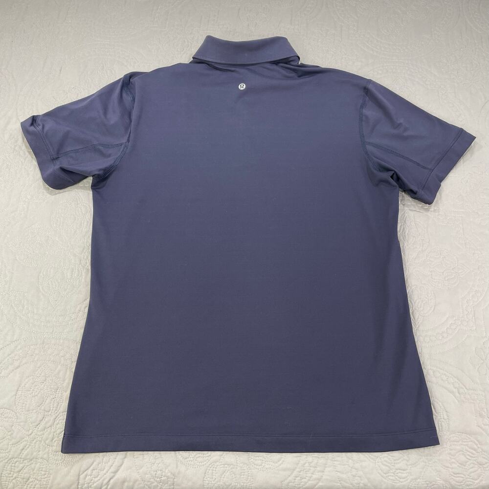 Lululemon Shirt Mens Medium Blue Golf Polo‎ Solid Performance Tech Active - Picture 3 of 5
